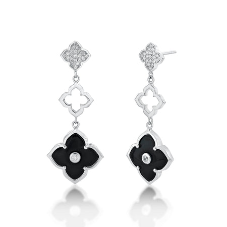 Flora Grand Triple Flower Cubic Zirconia Drop Earrings