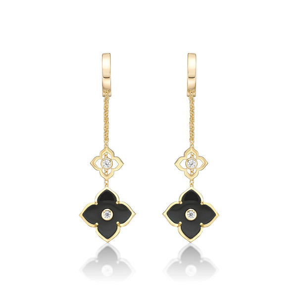 Flora Grand Double Flower Drop Huggie Earrings