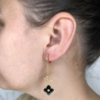 Flora Grand Double Flower Drop Huggie Earrings