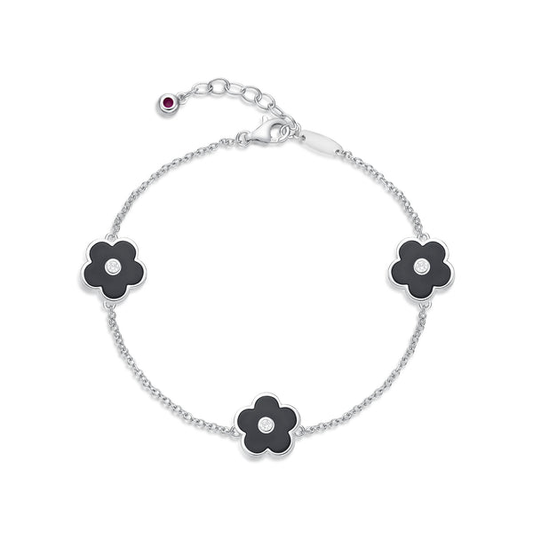 Adjustable Flower Station Bracelet in Sterling Silver