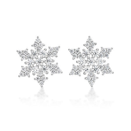 Cubic Zirconia Pointed Snowflake Stud Earring in Sterling Silver