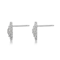 Cubic Zirconia Rounded Snowflake Stud Earring in Sterling Silver