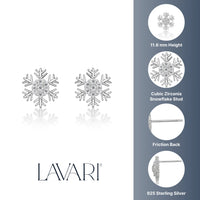 Cubic Zirconia Rounded Snowflake Stud Earring in Sterling Silver