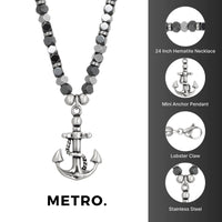 Mini Anchor Beaded Necklace in Stainless Steel