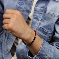 Beaded Bracelet in Red Acrylic Coated Stainless Steel