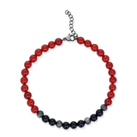 Beaded Bracelet in Red Acrylic Coated Stainless Steel