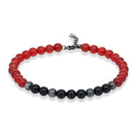 Beaded Bracelet in Red Acrylic Coated Stainless Steel