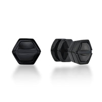 Hexagon Stud Earring in Black Ion Plated Stainless Steel