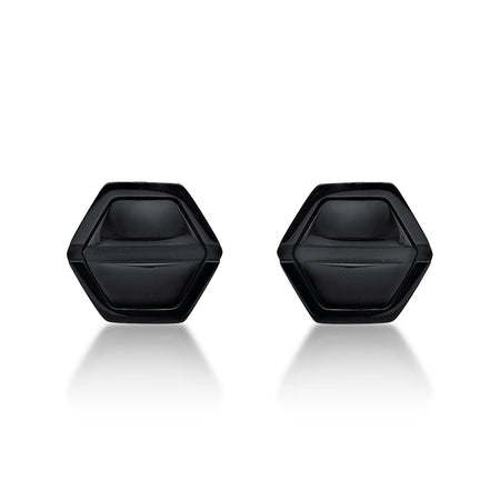 Hexagon Stud Earring in Black Ion Plated Stainless Steel