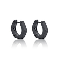 Hexagon Hoop Earring in Black Ion Plated Stainless Steel