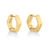 Hexagon Hoop Earring in Gold Ion Plated Stainless Steel