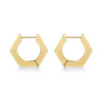 Hexagon Hoop Earring in Gold Ion Plated Stainless Steel