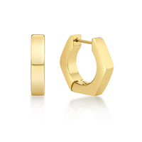 Hexagon Hoop Earring in Gold Ion Plated Stainless Steel