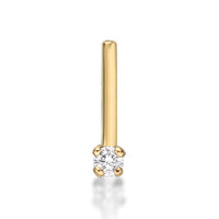 14K Gold L-Shaped Diamond Nose Ring - 20G