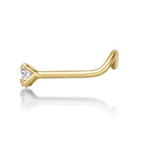 14K Gold Screw Diamond Nose Ring - 20G