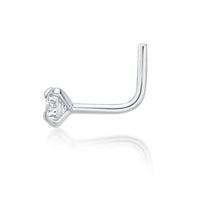 14K L-Shaped Cubic Zirconia Nose Ring - 20G