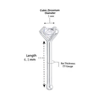 14K Cubic Zirconia Nose Stud - 20G