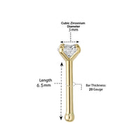 14K Cubic Zirconia Nose Stud - 20G