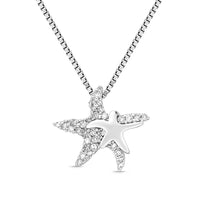Diamond Mother & Child Starfish Pendant in Sterling Silver (1/10 ct. tw.)