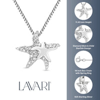 Diamond Mother & Child Starfish Pendant in Sterling Silver (1/10 ct. tw.)