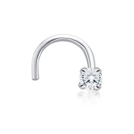14K Gold Screw Diamond Nose Ring - 20G