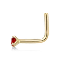 14K L-Shaped Swarovski Nose Stud - 20G