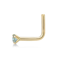 14K L-Shaped Crystal Nose Ring - 20G