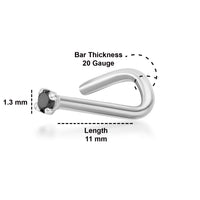 14K Screw Black Diamond Nose Ring - 20G