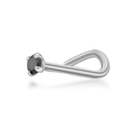 14K Screw Black Diamond Nose Ring - 20G