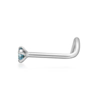 14K Screw Blue Diamond Nose Ring - 20G