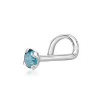 14K Screw Blue Diamond Nose Ring - 20G