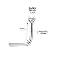 14K L-Shaped Diamond Nose Stud - 22G