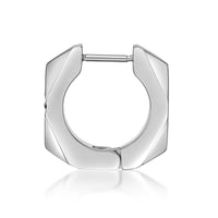 Faceted Cross Hoop Earring in Stainless Steel