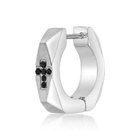 Faceted Cross Hoop Earring in Stainless Steel