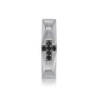 Faceted Cross Hoop Earring in Stainless Steel