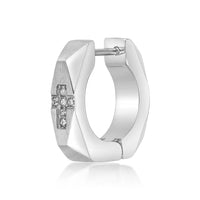 Faceted Cross Hoop Earring in Stainless Steel