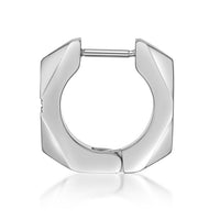 Faceted Cross Hoop Earring in Stainless Steel