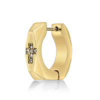 Faceted Cross Hoop Earring in Gold Ion Plated Stainless Steel