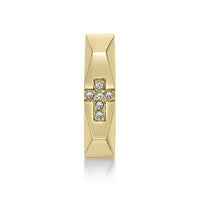 Faceted Cross Hoop Earring in Gold Ion Plated Stainless Steel