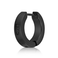 Channel Set Hoop Earring in Black Ion Plated Stainless Steel
