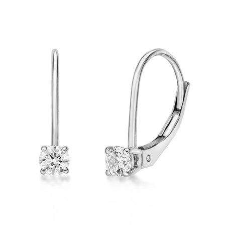 0.25 Carat Lab Grown Diamond Dangle Earrings for Women in 14k White Gold (G-H, VS2-SI1) Lever Back