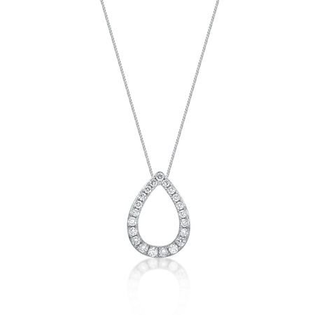 0.50 Carat Lab Grown Diamond Teardrop Pendant Necklace for Women in 14k White Gold on 18 Inch Chain (G-H, SI1-SI2) Spring Ring