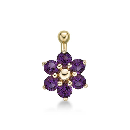 14K Gold Crystal L-Shaped Nose Ring - 20G