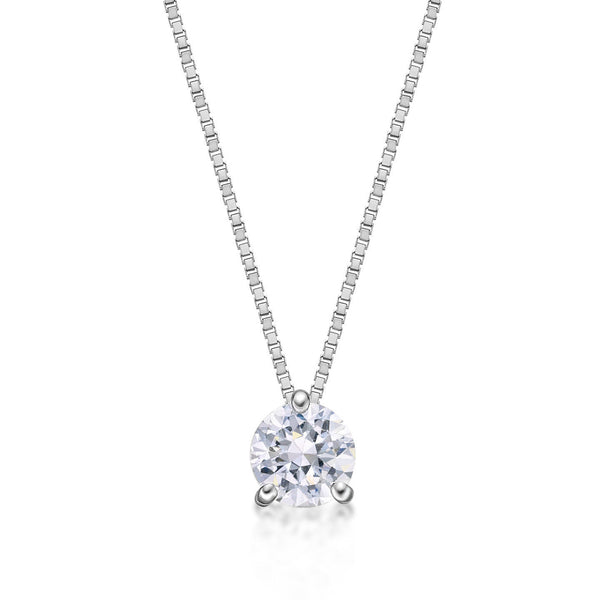 0.25 Carat Lab Grown Diamond Solitaire Pendant Necklace for Women in 10k White Gold on 18 Inch Chain (G-H, VS2-SI1) Spring Ring