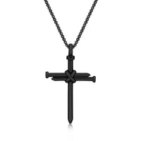 Nail Cross Pendant in Black Ion Plated Stainless Steel