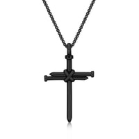 Nail Cross Pendant in Black Ion Plated Stainless Steel