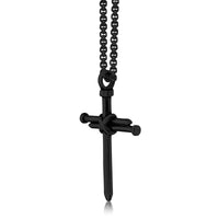 Nail Cross Pendant in Black Ion Plated Stainless Steel