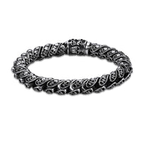 Skull Ornate Link Bracelet in Black Ion Plated Stainless Steel
