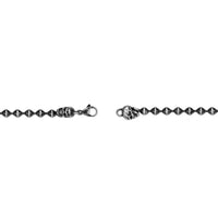 Beaded Skull Bracelet in Black Finish Stainless Steel
