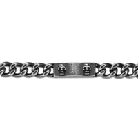 Skull ID Plate Bracelet in Black Finish Stainless Steel
